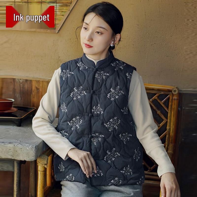 

Mooou Women s New Chinese Style Embroidered Thickened Winter Vest 3XL