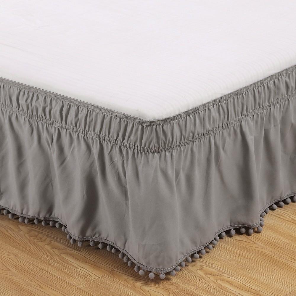 New Polyester Bed Skirt Removable Elastic Bed Ruffles Bed Side Decorations Solid Color Bed Side Skirt Home