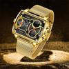 Men's Fashionable Square Dual Display Quartz Watch for Students with Large Dial