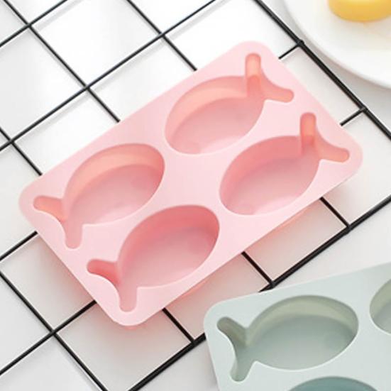 Lindo 4 bandejas de bolo slots peixe silicone artesanato sabão chocolate faça você mesmo cozimento