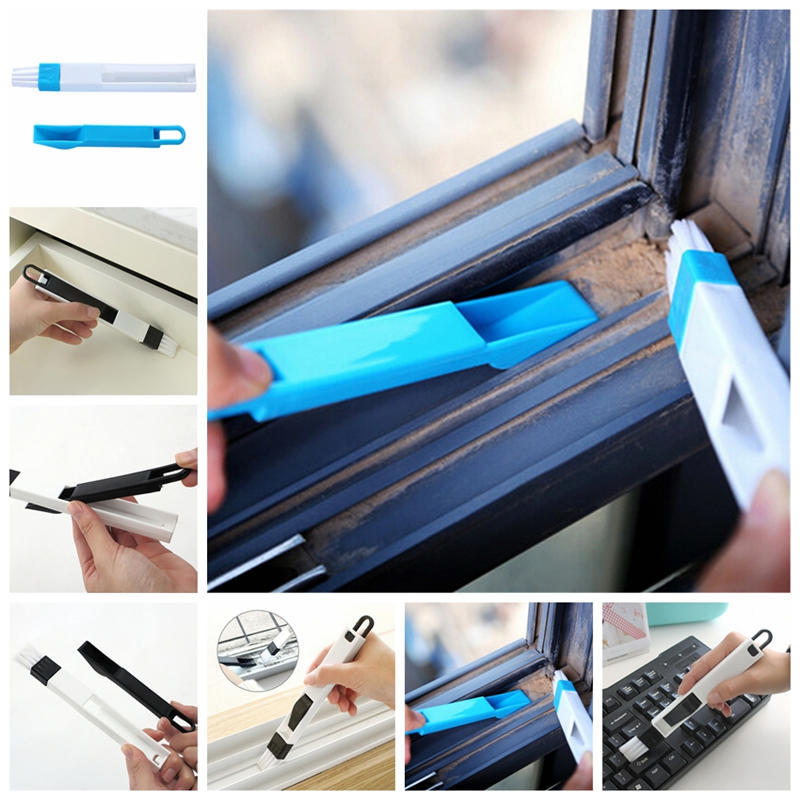 2 In 1 Polished Window Track Cleaning Brush Keyboard Nook Cranny Dust Shovel