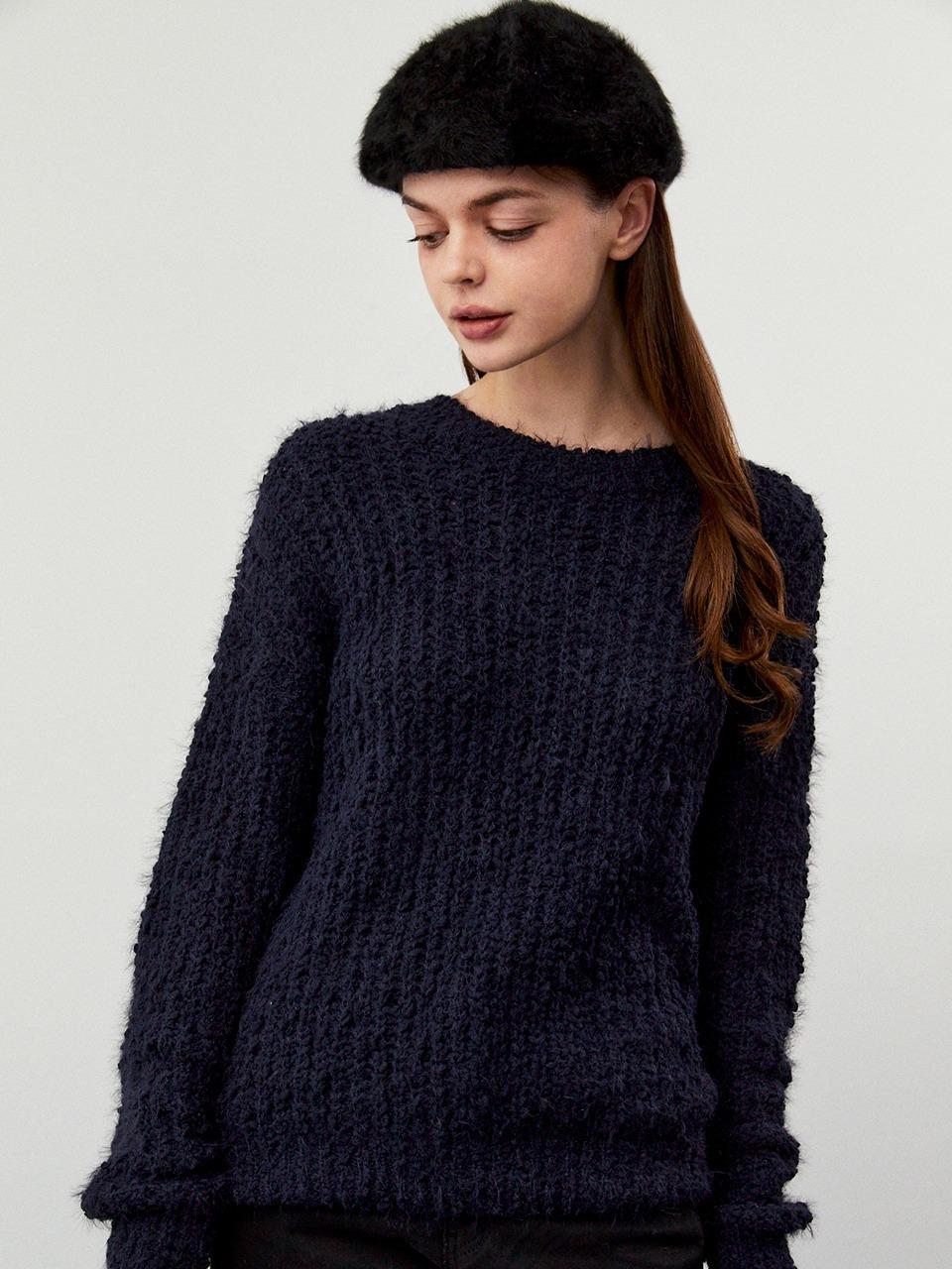 Cool Kitten Cozy Puffy Knit (Navy) Ivory Pink Navy/Free