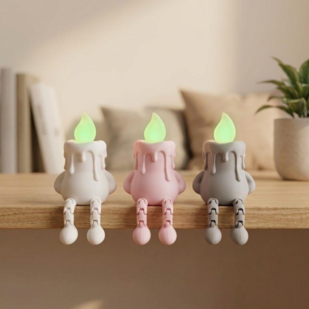Movable Jointed Glow-in-the-Dark Candle Luminous Candle Figure Ornament  Halloween