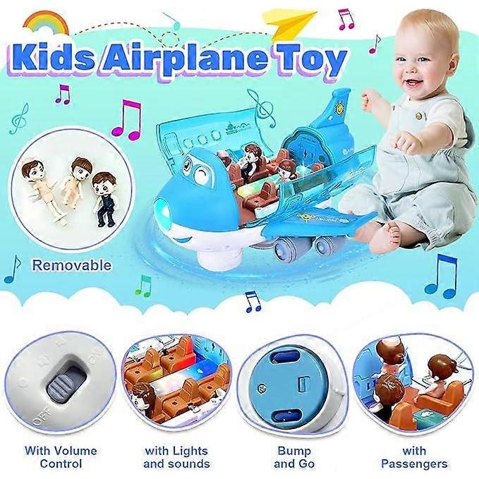Giocattoli Aereo per Bambini Piccoli, Aereo di Linea Giocattolo Elettrico Aereo Rotante a 360° Veicoli Aerei con Luce e Musica, Giocattolo Aereo Elettrico Regalo per Bambini 3 4