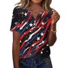 Women's T Shirt Independence Day Print Button Short Sleeve Daily Weekend Fashion Basic V- Neck Regular Top