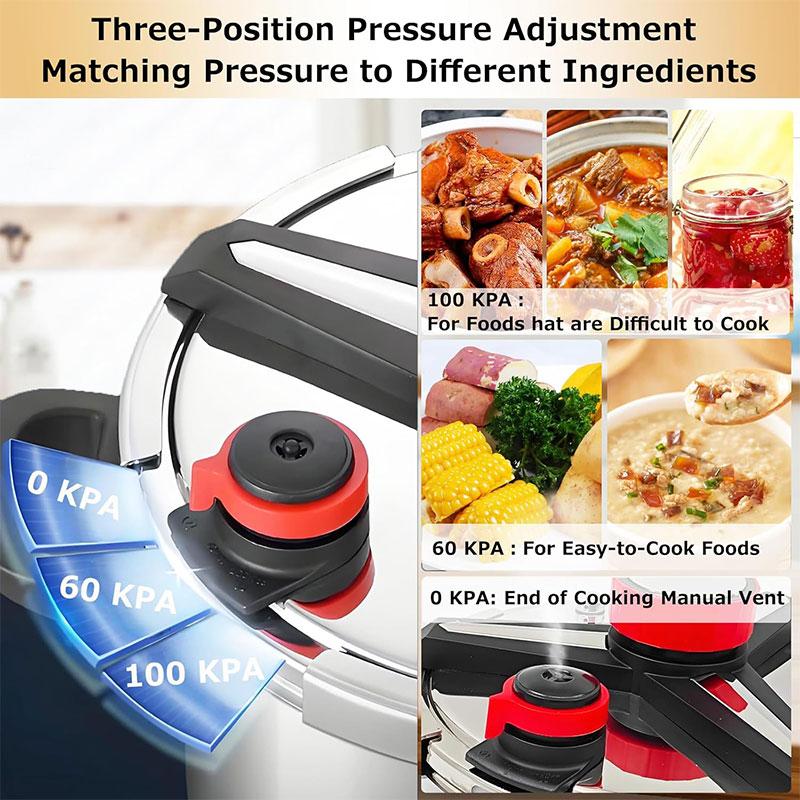 Stainless Steel Pressure Cooker Cooking Pot 1.8L 2.4L 5L 7L Induction Compatible Pressure Cooker Cookware with Extra Glass Lid