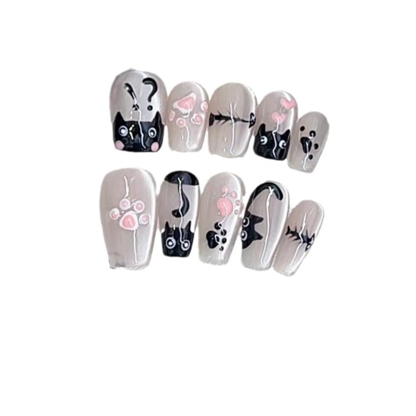 Pure Hand-made Phototherapy Wearer's Cat Finished Product Reusable Nail Patches for Removable