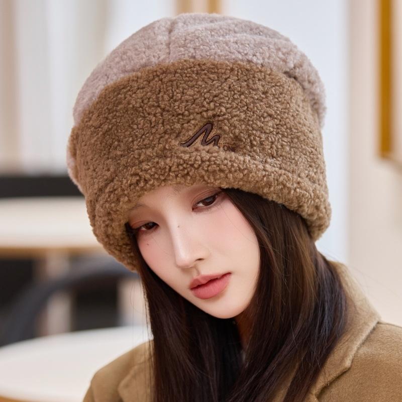 Hat Women's Autumn and Winter Lamb Fleece New Fleece Thickened Cycling Hat Cold-proof Windproof Ear Protector