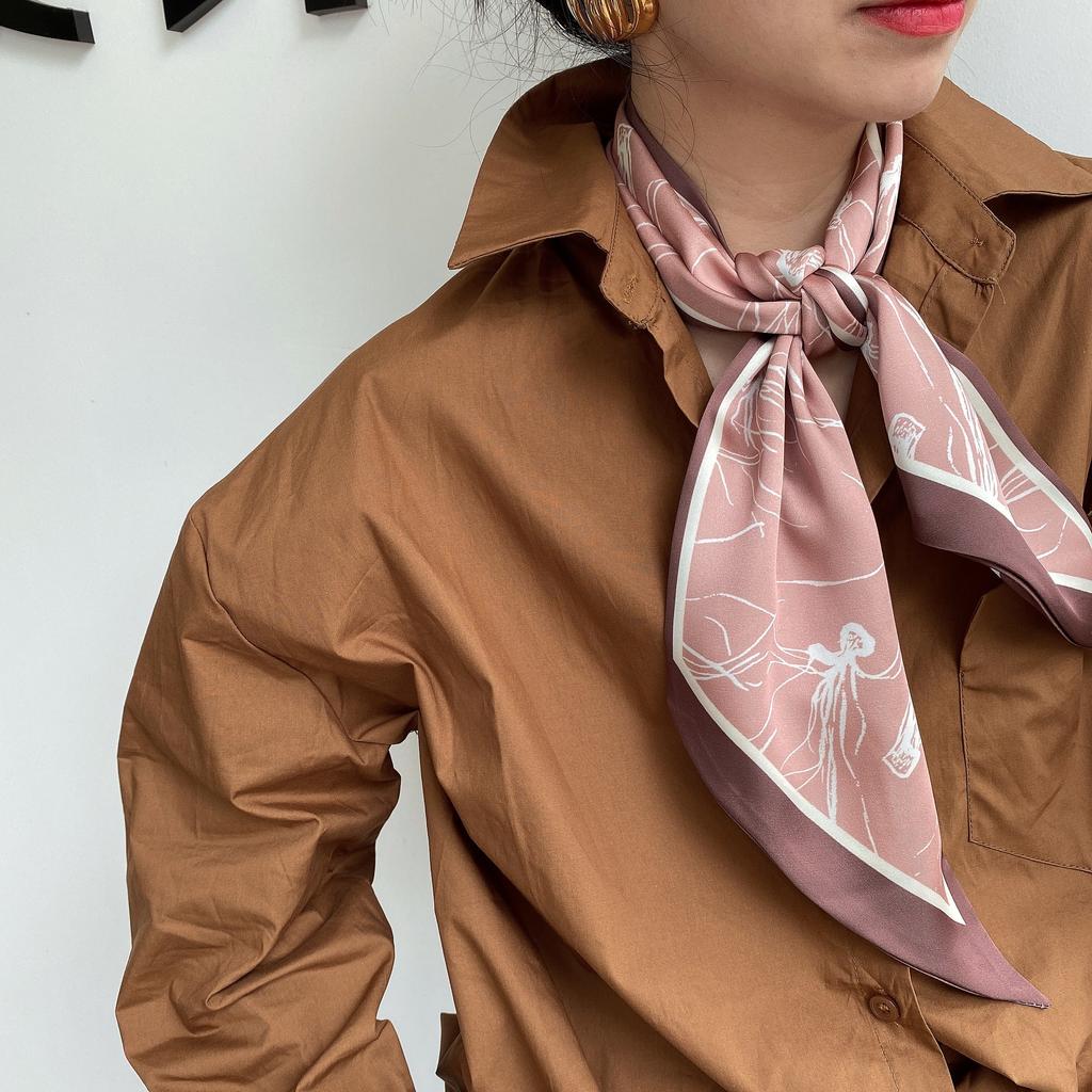 Primavera e verão cetim longo cachecol para mulheres protetor solar xale moda beleza cena cetim longo cachecol versátil viagem cachecol