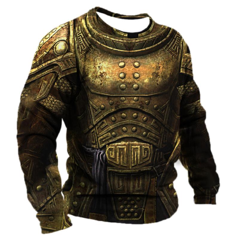 

Модные мужские футболки с длинным рукавом с принтом доспехов, весна-осень, имитация хлопка, спортивная повседневная одежда для фитнеса, свободные топы больших размеров 6XL