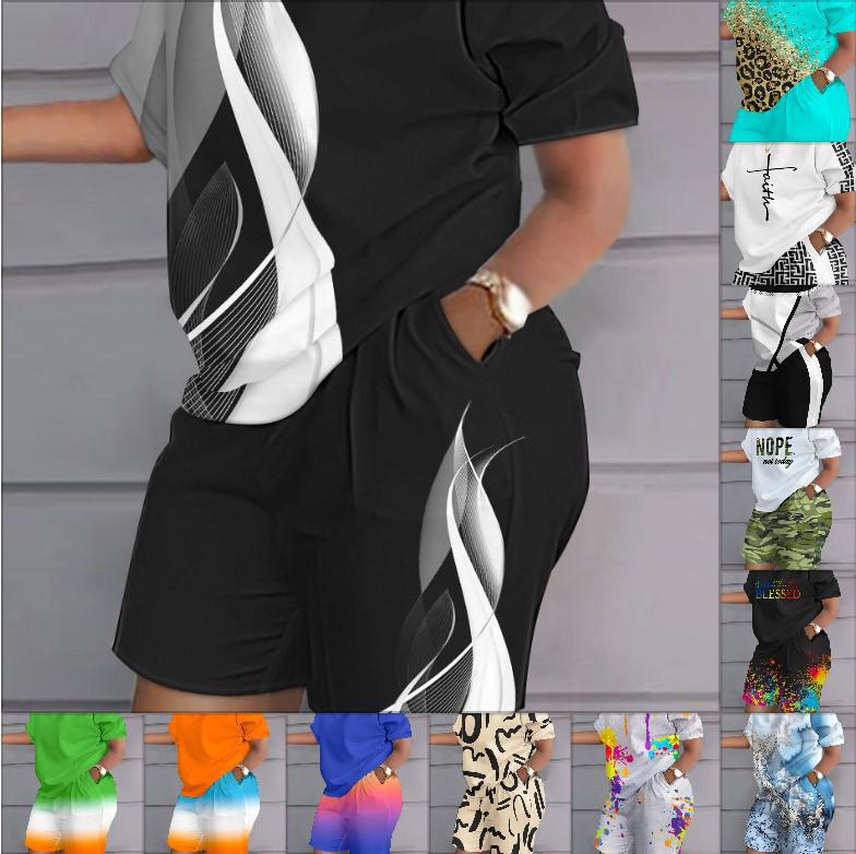 

New Women s Hip-Hop Style Street Trend Plus Size Print Casual Fashion Set XXL