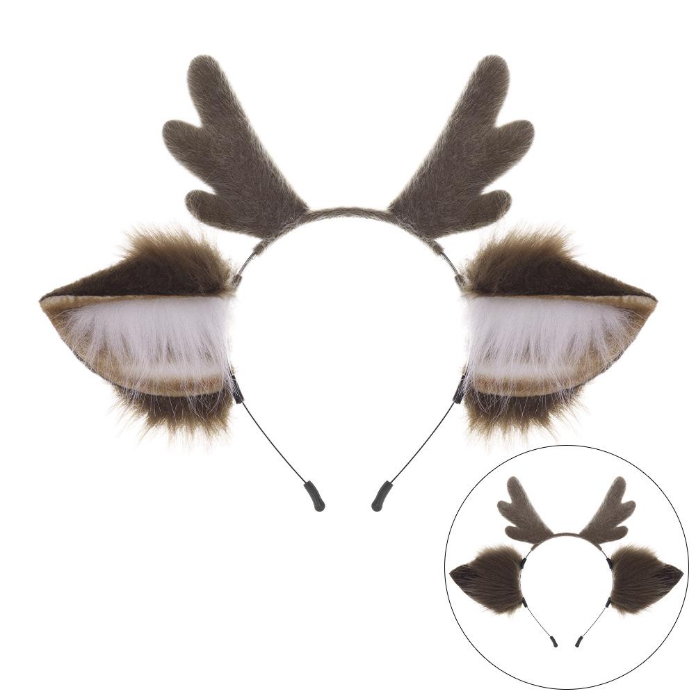 Christmas Deer Antlers Headband: Cute Plush Cosplay Animal Ears Accessory