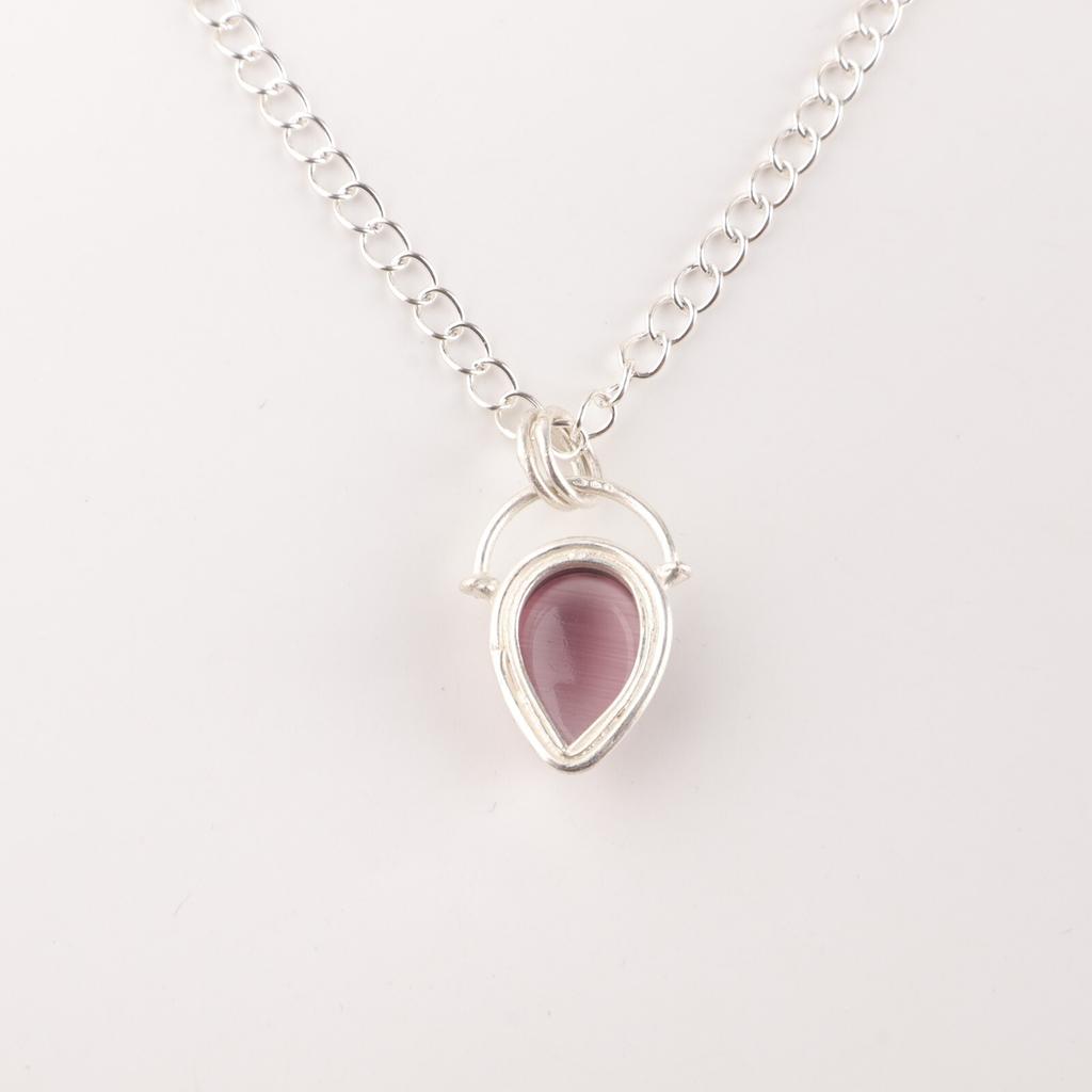 Purple Cat's Eye Gemstone 925 Sterling Silver Jewelry Pendant Anniversary Gift PP-56-41