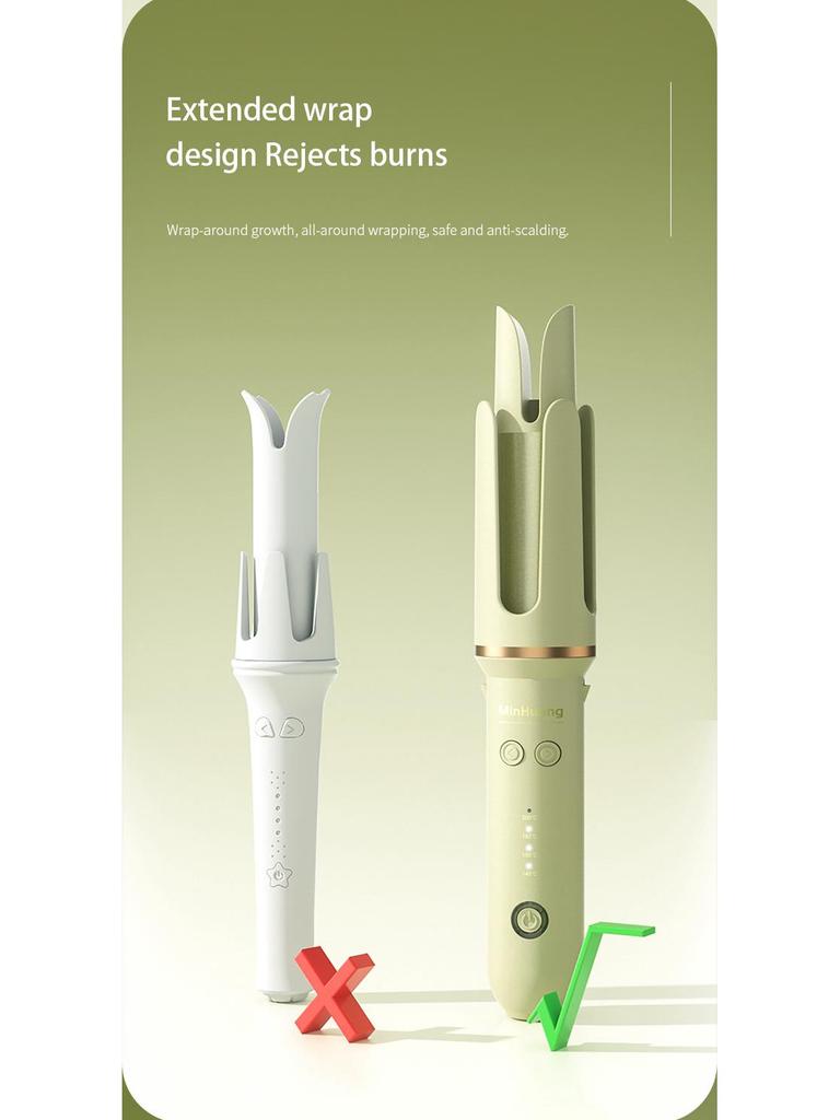 Min Huang 32mm Auto Rotating Curling Iron with Hair-Friendly Grooves for Long-Lasting Big Waves