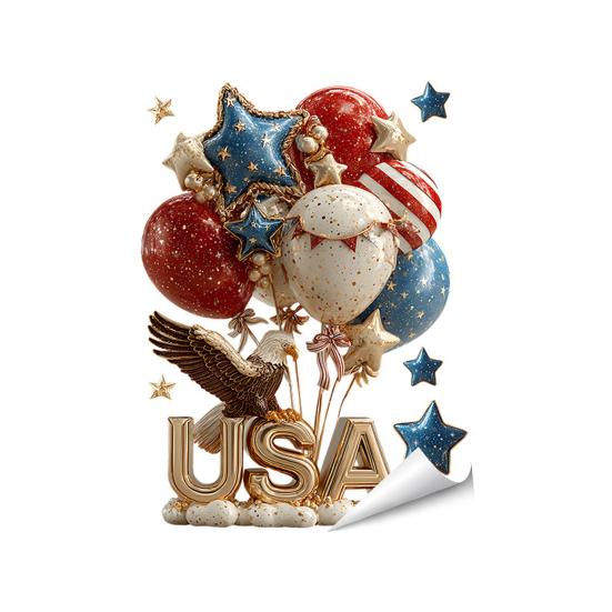 4th of July Window Clings Patriotic American Flag Red Blue White Tree Balloons Stickers Independence Memorial Day Static Decals for Store Glass Decor
