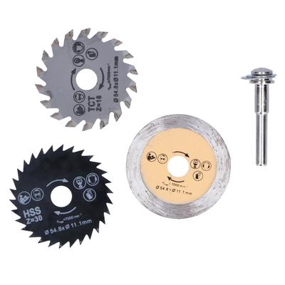 Kreissägeblätter Set 54,8 mm HSS Mini Kreissägeblätter und Dorn zum Schneiden von Metall Holz