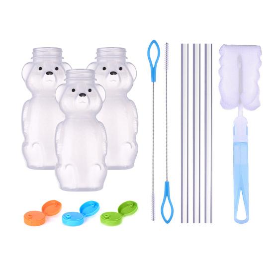 230ml Straw Cup Bear Shape Child Safe Drinking Cup with Safety Lid Straws Spill-proof Baby Shake Cup Drinkwear