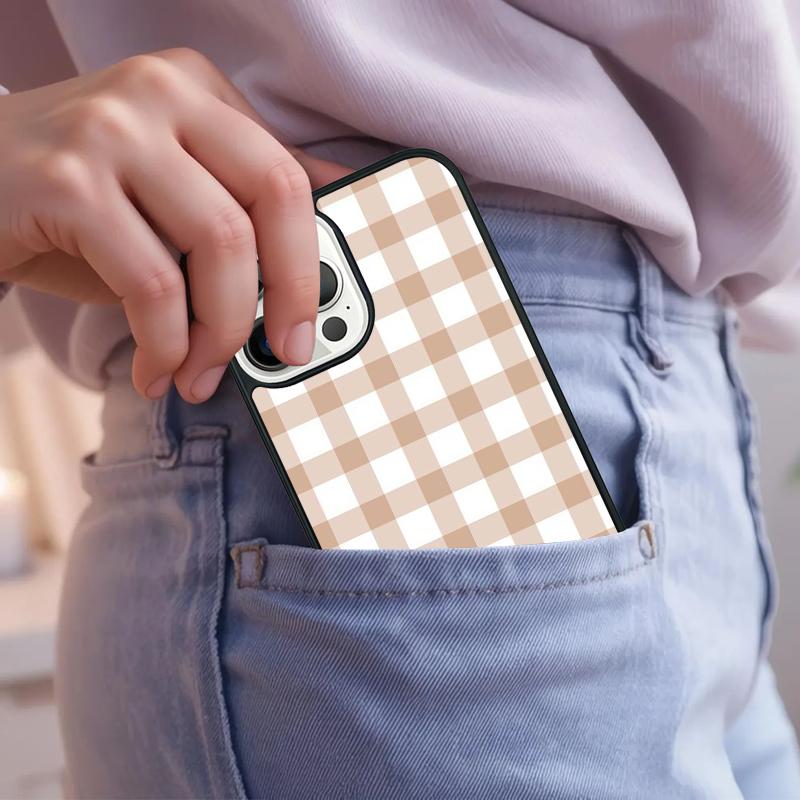 Pastel Gingham Phone Case For iPhone 17 Air 15 16e 14 13 Pro Max Coque 12 11 Pro Max PLUS Cover