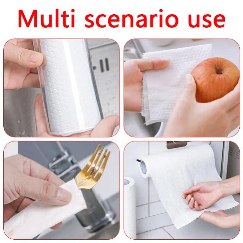 Washable Kitchen Paper Towels, 25×25CM Dual-Use Dry & Wet Cleaning Cloth, Disposable Dishwashing Wipes for Household Cleaning