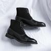 High-top Business Medium Leather Boots Large Size Personalized Polished Men's Shoes Autumn and Winter Fashion Dress Pointed Martin Boots