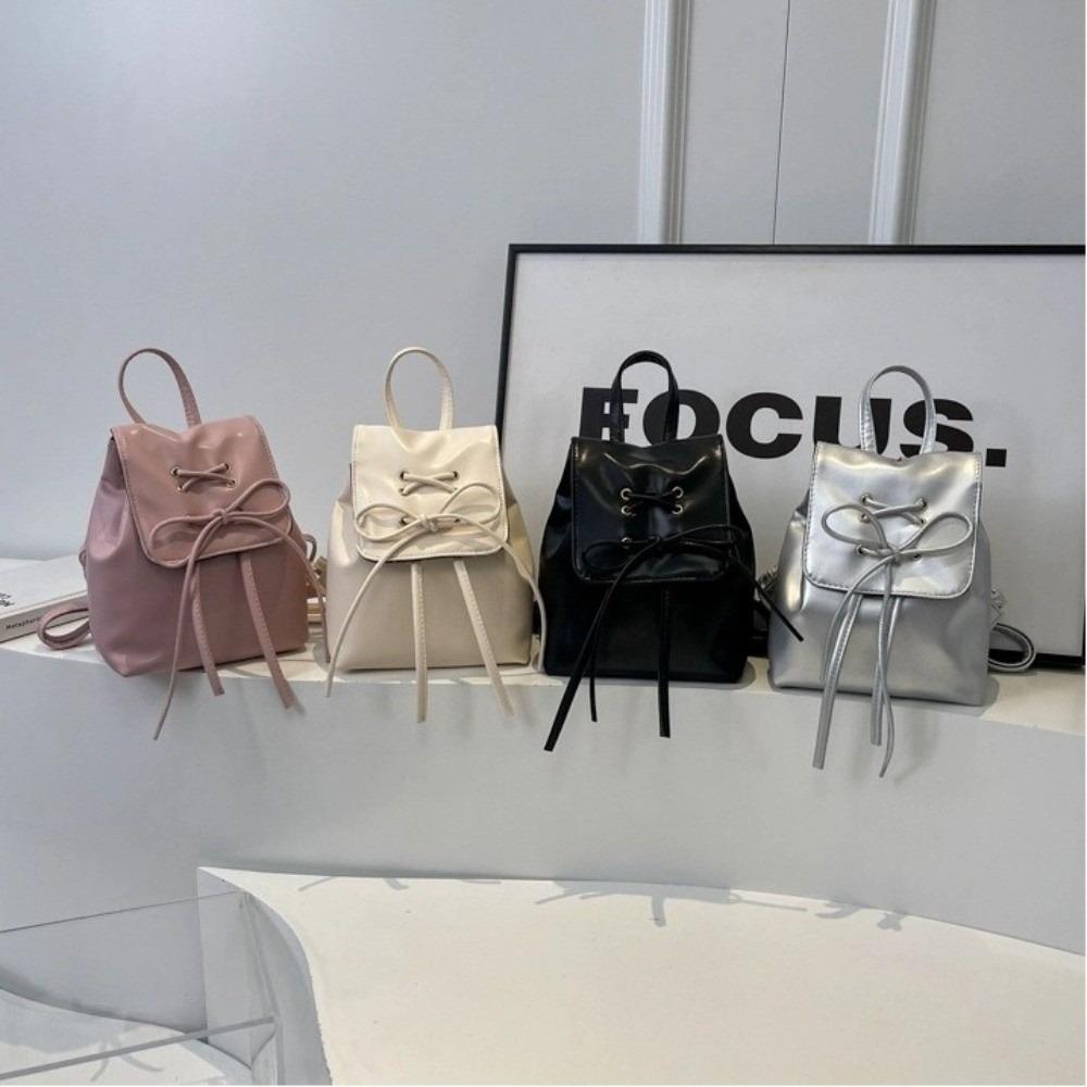 Korean Style PU Leather Women's Backpack Fashion Large Capacity School Bag Solid Color Shoulder Bag