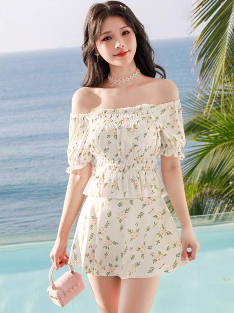 

2024 Цветочный Раздельный Купальник - Нежный Пляжный и Стиль Горячих Источников XL (105-115 cm) жёлтый