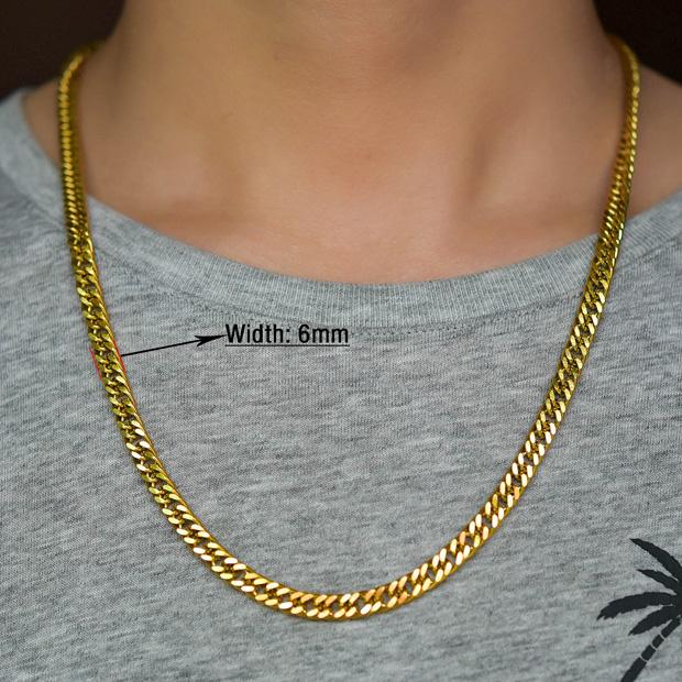 Basic Mens Stainless Steel Necklace Gold and Copper Color Chunky Link Cuban Curb Chain for Punk Hiphop Boy Choker Metal Jewelry