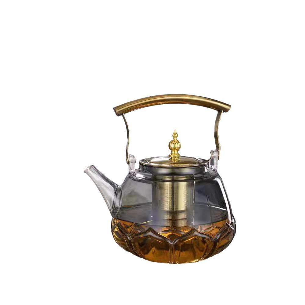 Large Capacity Thickened High Borosilicate Glass Product Boiling Teapot Smoke Grey Tea Brewing and Health Preservation Teapots