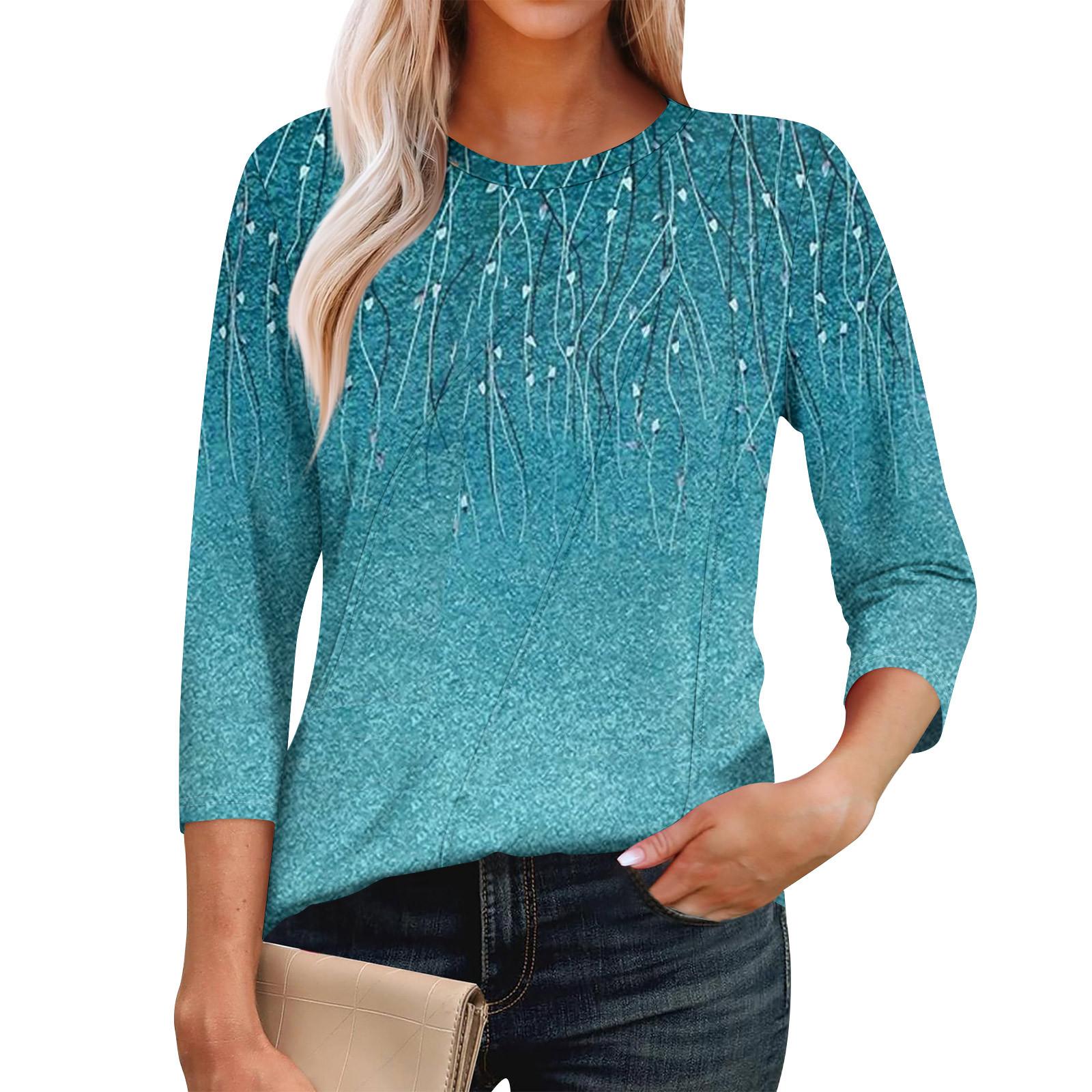 

Жіночі модні повсякденні топи з рукавами 3/4, плісировані модні футболки XL