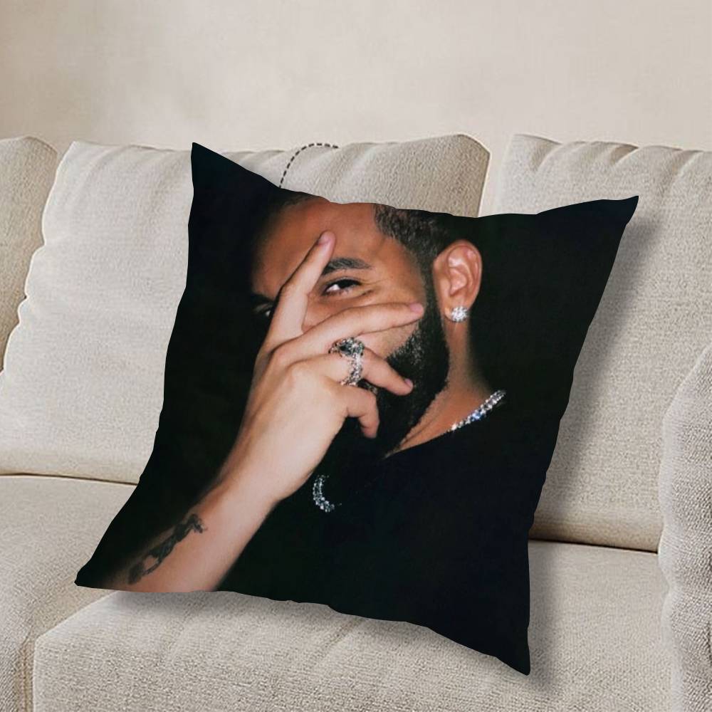 cool D-Drake OvO Rap Pillow Case Square Double-Sided Printing Short Plush Sofa Cushion Cover Bedroom Bedside Pillow