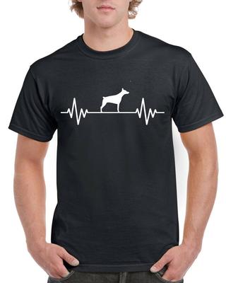 Tricou unisex de naștere pentru câine Doberman Pinscher Puls