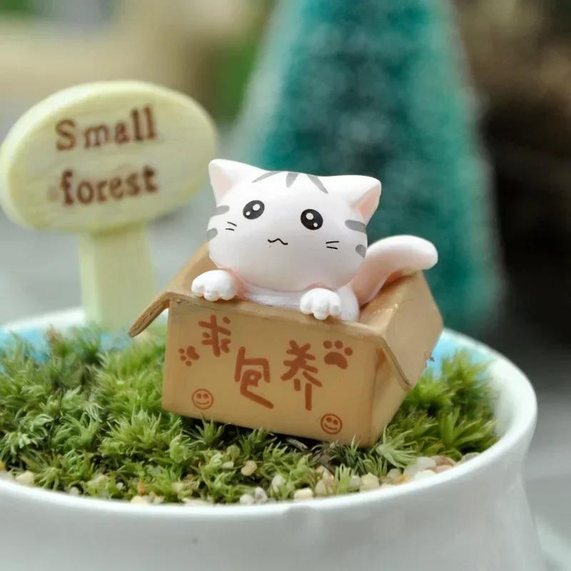 

Mini Cat Ornament Garden Kitten Statue Toy Miniature Figurines Cartoon Animal Home Decoration Cute Gift Baby Room Decoration белый