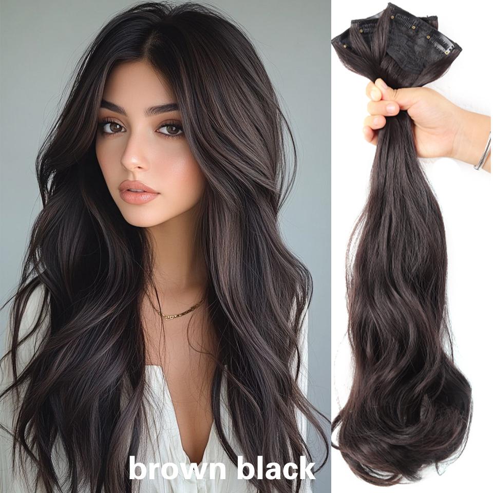 

20 дюймов/24 дюйма Синтетические 3 шт./набор Наращивание волос на заколках Длинные волнистые густые накладные волосы для женщин Накладные волосы на всю голову Искусственные волосы 50CM