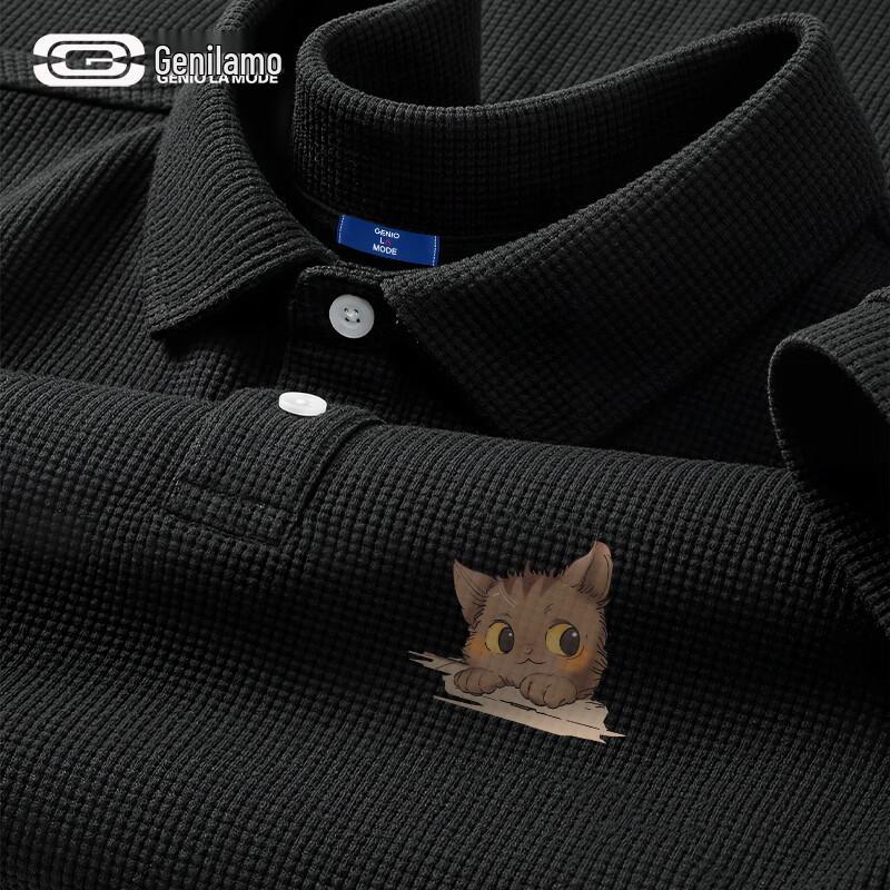 GENIOLAMODE Men s Waffle Knit Short Sleeve Polo Shirt XL