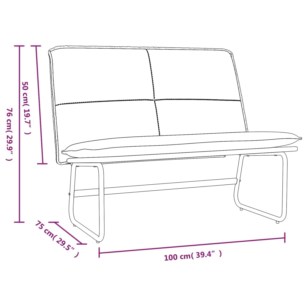 Black Bench 100 x 75 x 76 cm Faux Leather