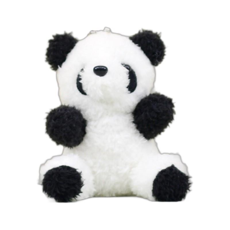 Adorable Curly Panda Plush Toy Keychain Soft Coral Fleece Stuffed Animal