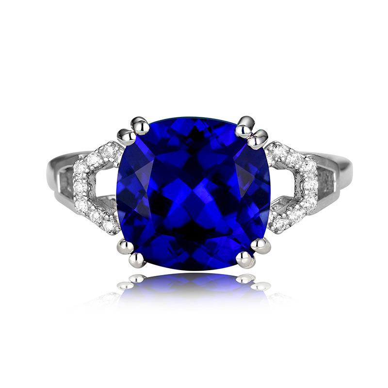 

Cellacity Classic Silver Ring with Square Ruby/emerald Gemstone Charm Women Silver Jewlery Engagement Lady Gift Size 6-10 6 синий