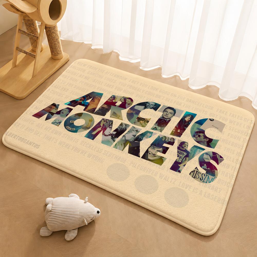 Band A-ArcticS M-Monkeys Floor Mat Floor Mat Soft Flannel Non-Slip Door  Rug for Living Room