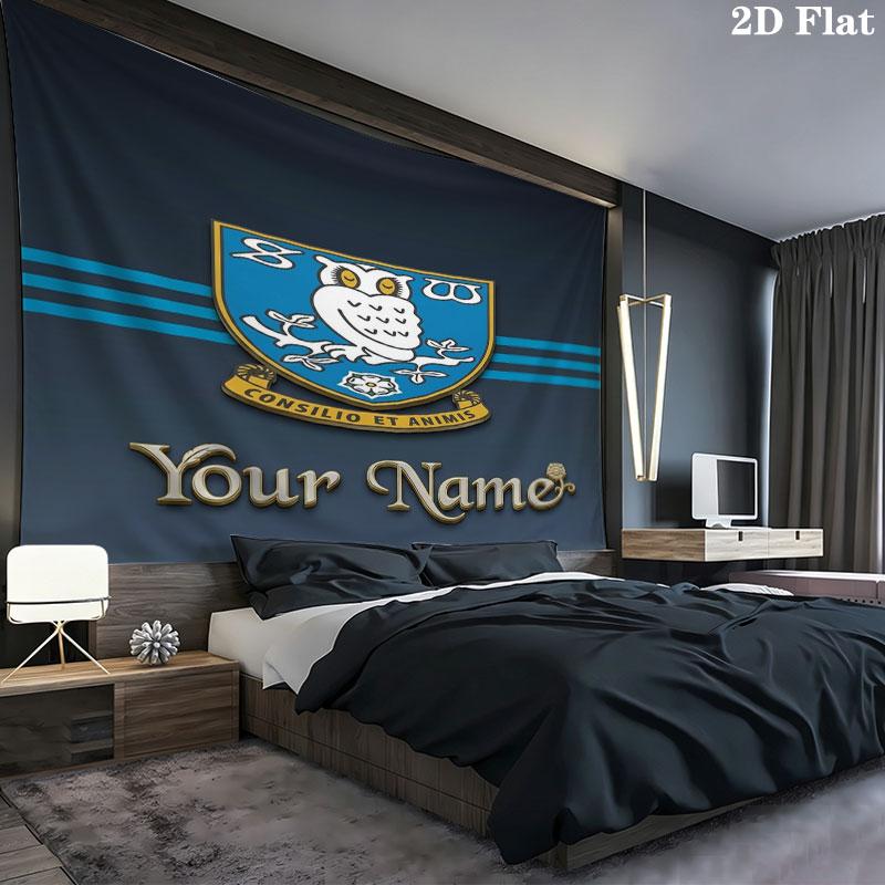 Sheffield Wednesday Football Club Custom Name Wall Tapestry Aesthetic Wall Hanging Printed Fabric Blanket Decorative Tapestries for Bedroom Living Roo