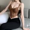 New Summer Women's Clothing, European and American Style Spice Girls, Sexy Lace Perspective Low-cut Backless Short Suspender Vest