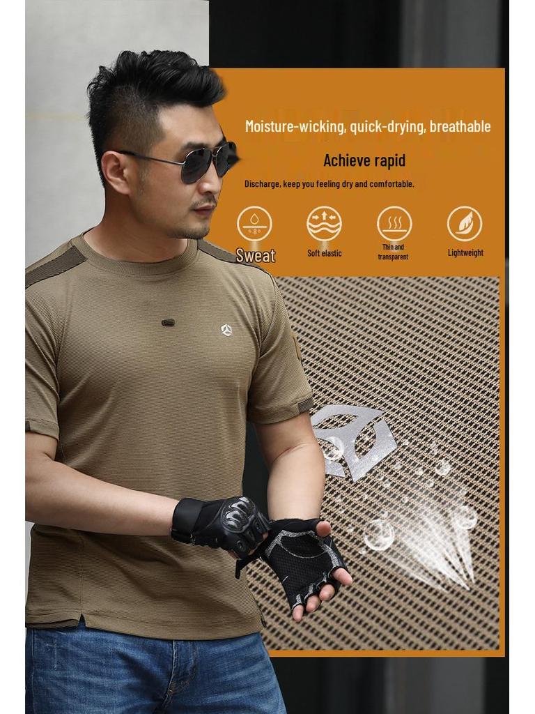 S.archon Tactical Quick-Dry Men's Short Sleeve T-Shirt – Breathable and Loose Fit for Summer Outdoor Activities