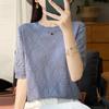 Women Knit T-shirt Summer Knitted Shirt Short Sleeve Tees O-neck Pullover Knit Tops Female