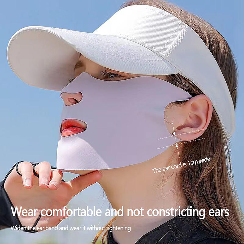 1Pc For Men Summer For Women Silk Scarf Sun Uv Protection Ice Silk Face Scarf Sunscreen Mask Anti-Uv Face Cover Sunscreen Veil