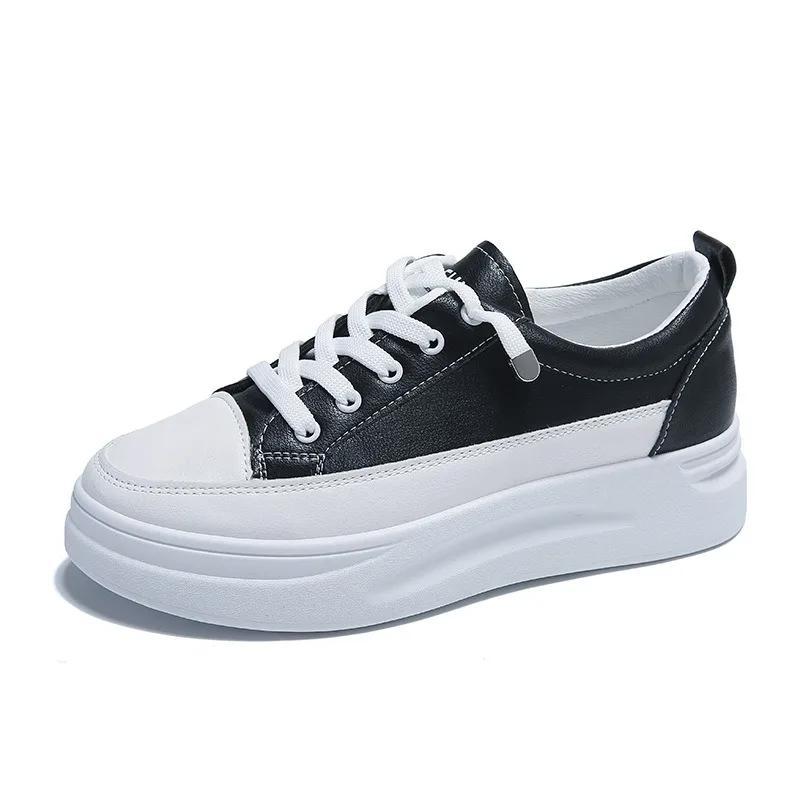 Fashion Women Korean Version Platform Casual Sport Sneakers for Women PU Leather Flat White Running Vulcanized Ladies Shoes