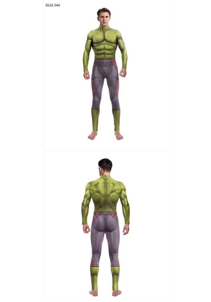 Green Digital Print Role-Playing Jumpsuit - Muscle Fit Performance Costume