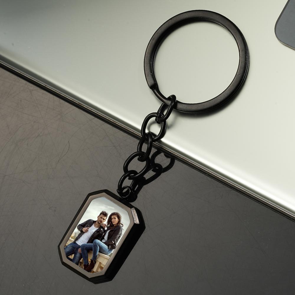 Personalisierter Foto-Schlüsselanhänger - Individueller Schlüsselanhänger mit rechteckigem/achteckigem Rahmen, Einzigartiges Geschenk für Ihn Sie
