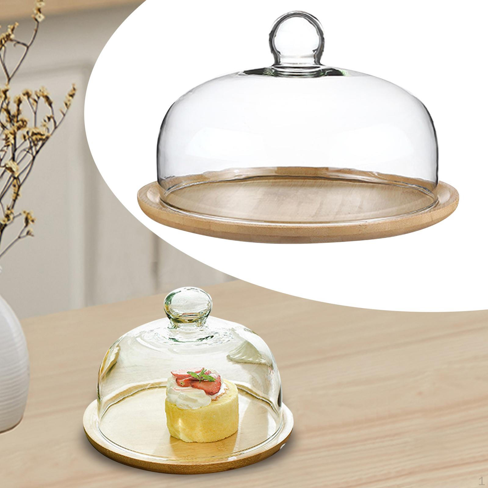 

Подставка для торта из бамбука с куполом, держателем для тарелок, для хранения еды, сервировки десертов на кухне for 10in Cake