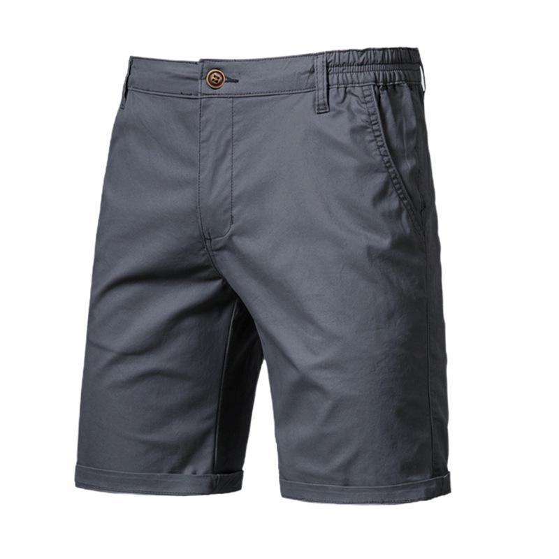 European and American Men's Cotton Slim Fit Shorts in Solid Colors for Summer Casual Wear