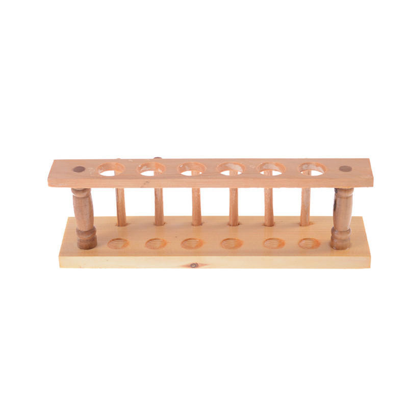 6 Holes Lab Wooden Test Tube Storage Holder Bracket Rack With Stand Sticks