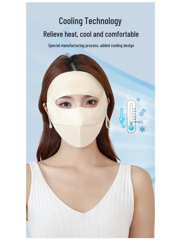 100% Mulberry Silk Facekini: Anti-UV, Sensitive Skin Protection, Summer Full Face Sunscreen Mask for Women